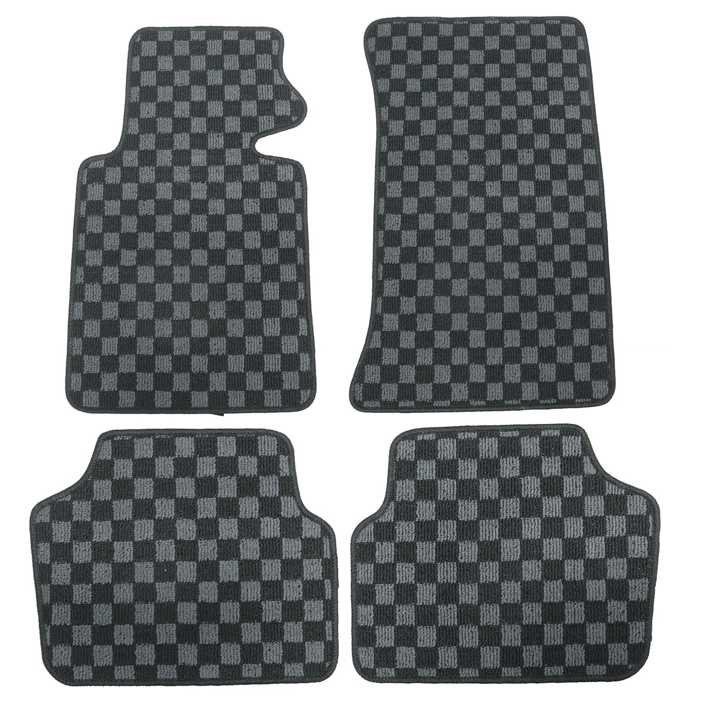 For 1999 to 2006 BMW E46 3 Series Front & Rear Checkered Flag Carpet Floor Mats