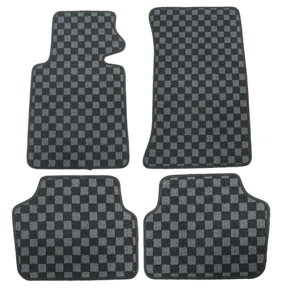 For 1999 to 2006 BMW E46 3 Series Front & Rear Checkered Flag Carpet Floor Mats