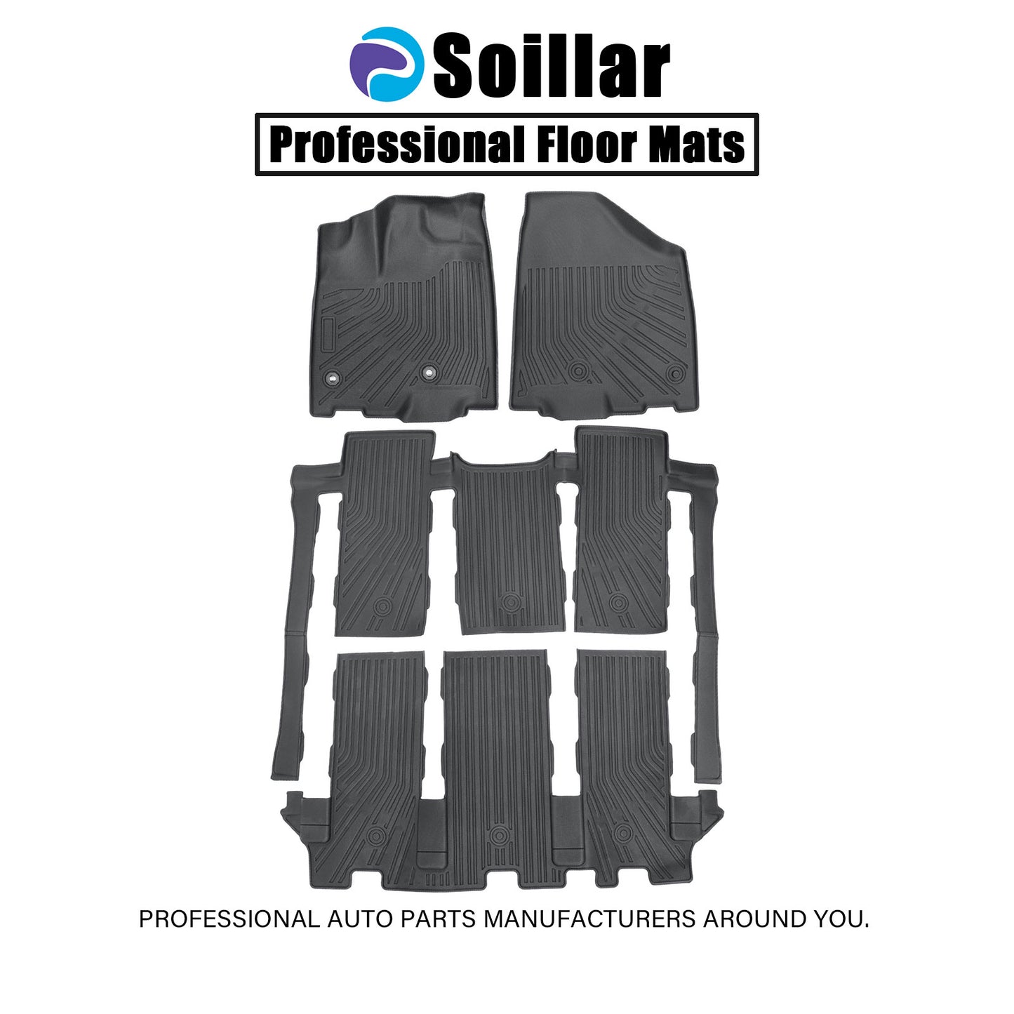1st+2nd+3rd Floor Mats Liners Fits 2013-2020 Toyota Sienna 7 Seats TPE Weather
