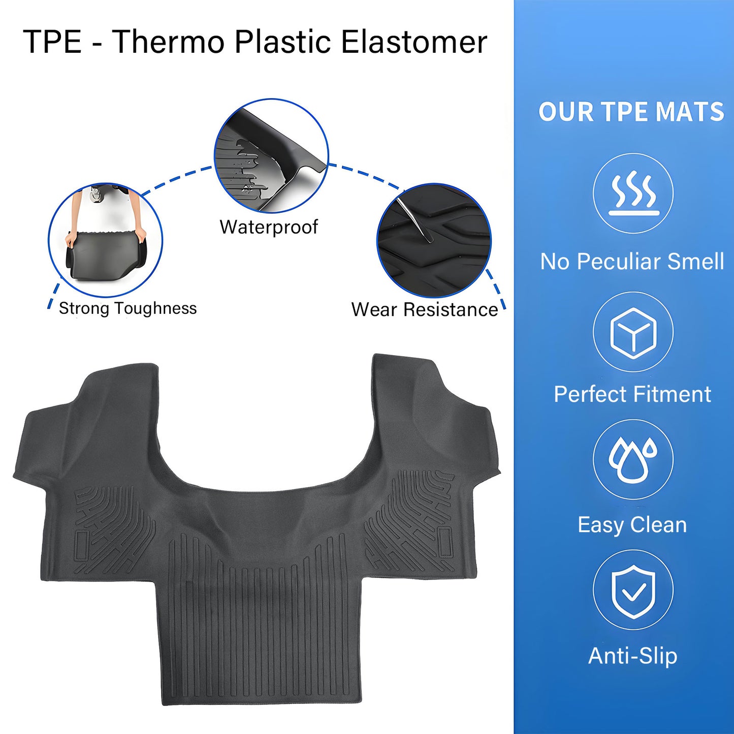 1st Row Floor Mats Liners For 2015-2023 Chevrolet Express GMC Savana TPE Black