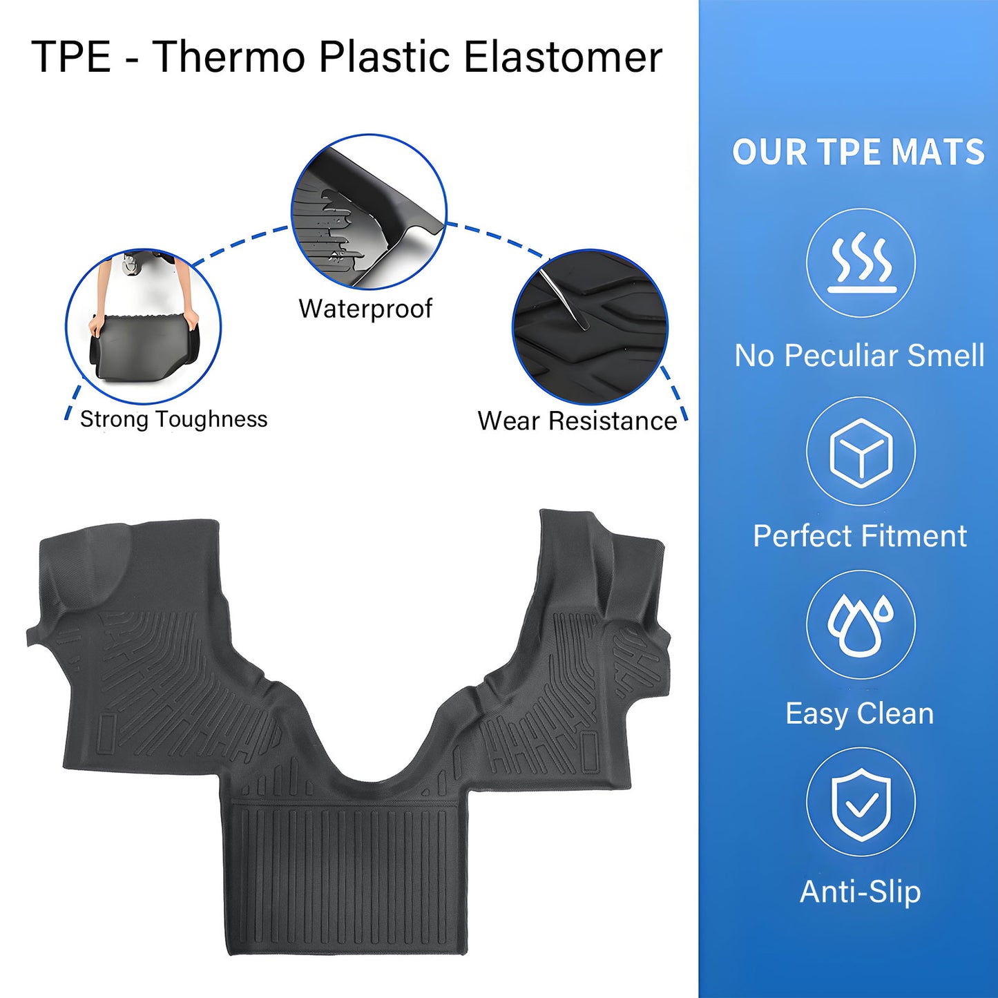 1st Row Floor Mats Liner Fit For 2005-2025 Ford Econoline TPE All Weather Black