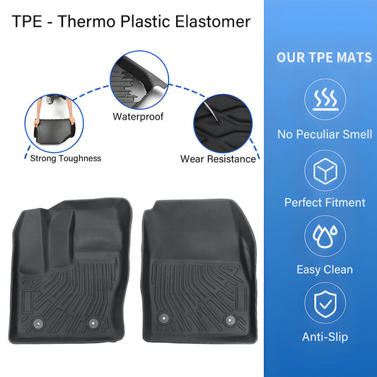 1stRow Floor Mats Liner TPE For 2014-2021 Ford Transit Connect All-Weather 2Pcs