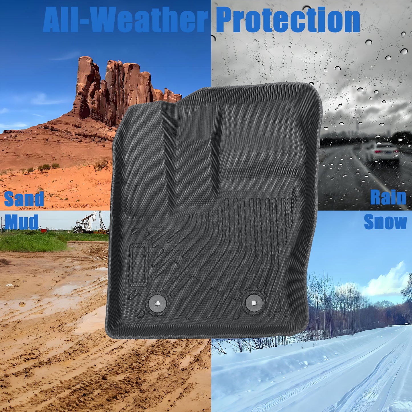 1stRow Floor Mats Liner TPE For 2014-2021 Ford Transit Connect All-Weather 2Pcs