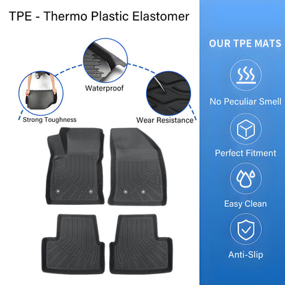 TPE All-Weather Front & Rear Floor Mats Liners Set For 2016-2019 Chevrolet Volt