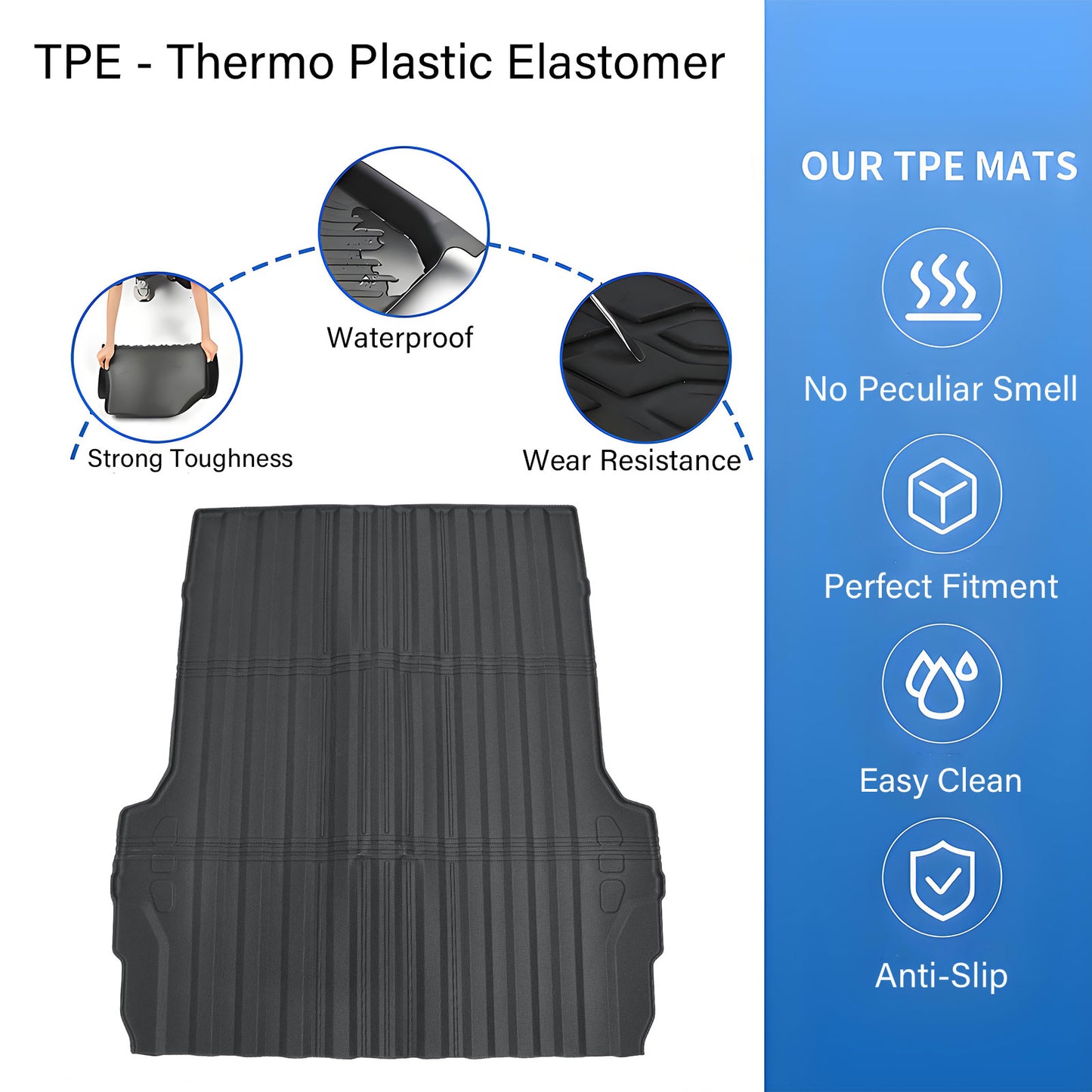 TPE Rear Trunk Cargo Liner Bed Mat For 2023-2025 Chevy Colorado GMC Canyon 5FT