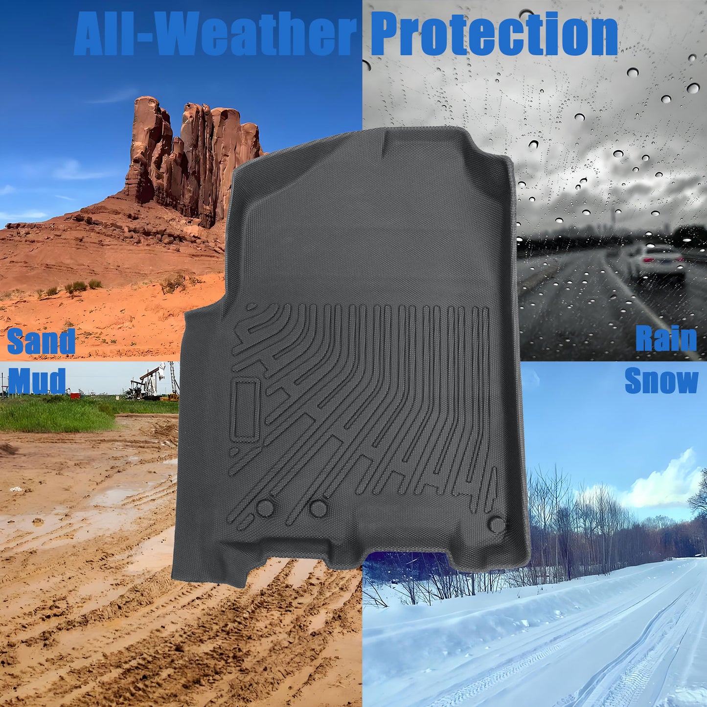 3D TPE Floor Mats Liners Front & Rear Set For 2012-2018 Ram 2500 3500 Mega Cab