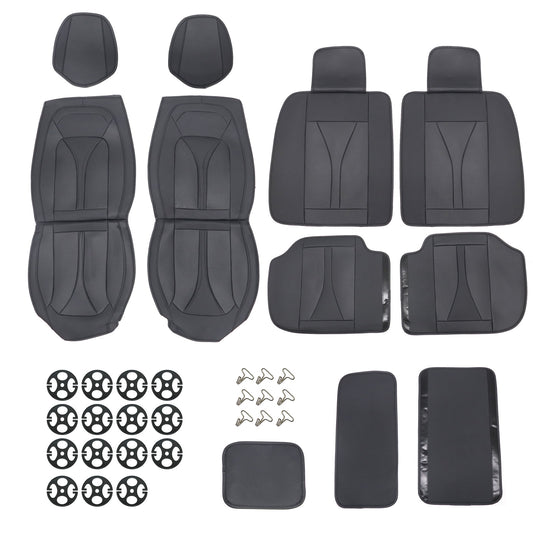 Perforated Leather Full Surround Set Car 5-Seat Cover Protector FOR Toyota Black
