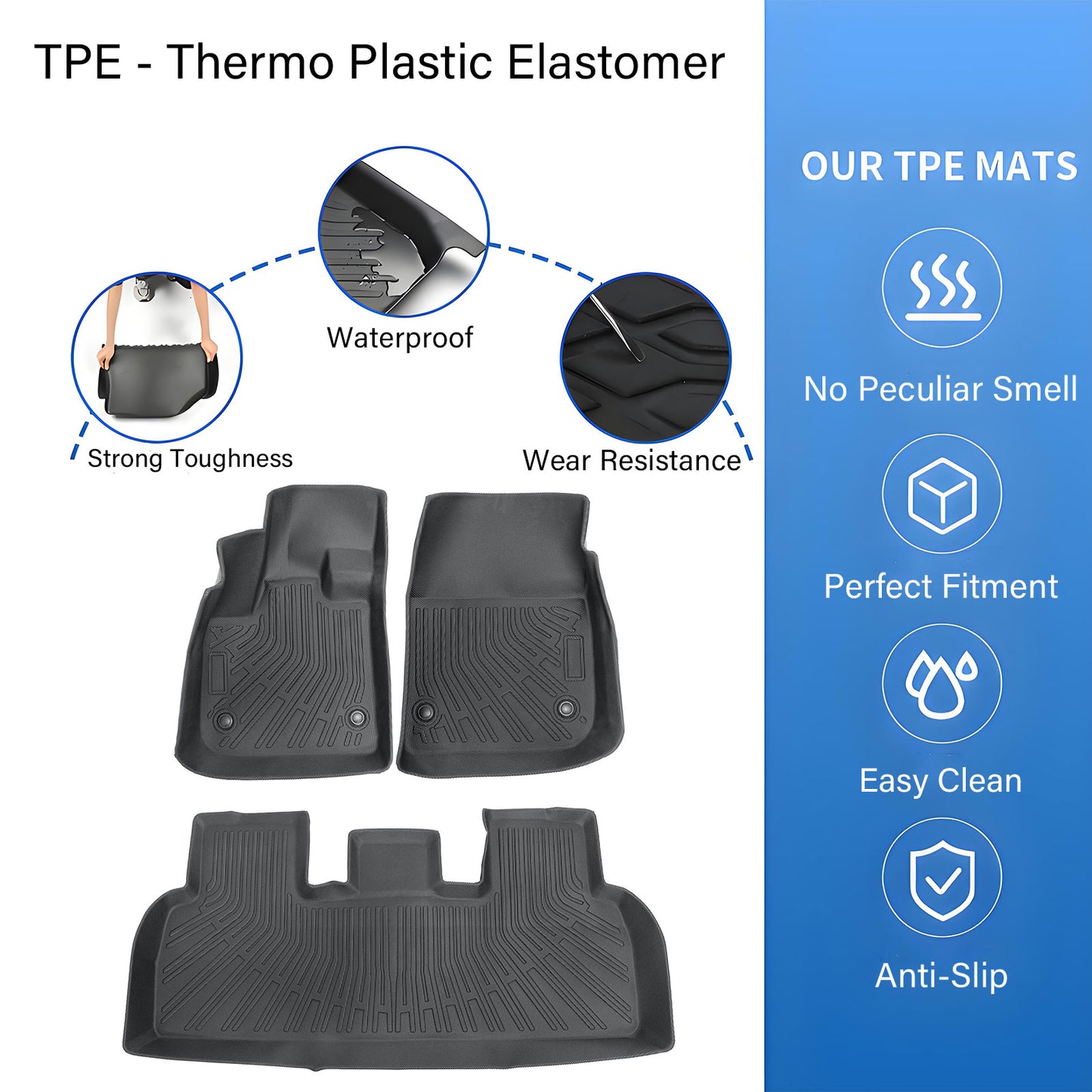 3D Floor Mats Liner For 2023-2024 Fisker Ocean 4-Door Front-Rear All Weather TPE