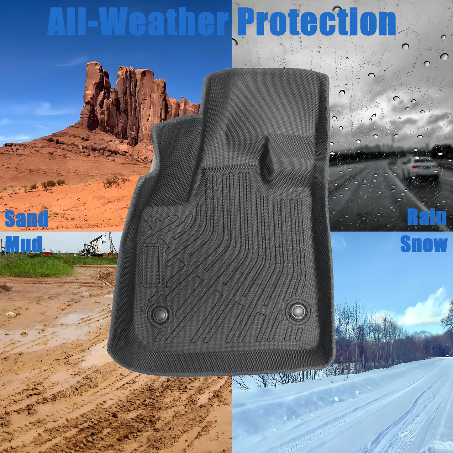 3D Floor Mats Liner For 2023-2024 Fisker Ocean 4-Door Front-Rear All Weather TPE