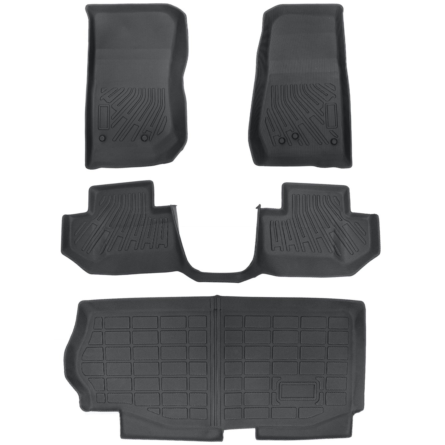 TPE Floor Mats & Trunk Cargo Liner For 2014-2018 Jeep Wrangler JK 2-Door Black