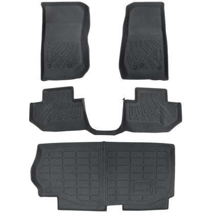 TPE Floor Mats & Trunk Cargo Liner For 2014-2018 Jeep Wrangler JK 2-Door Black