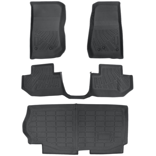 TPE Floor Mats & Trunk Cargo Liner For 2014-2018 Jeep Wrangler JK 2-Door Black