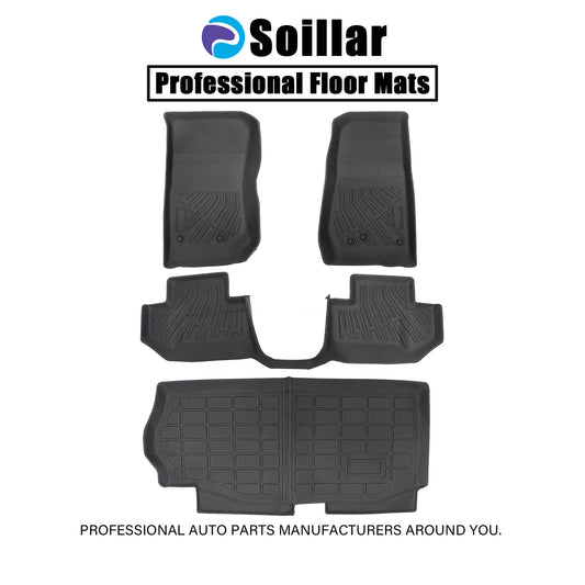 TPE Floor Mats & Trunk Cargo Liner For 2014-2018 Jeep Wrangler JK 2-Door Black