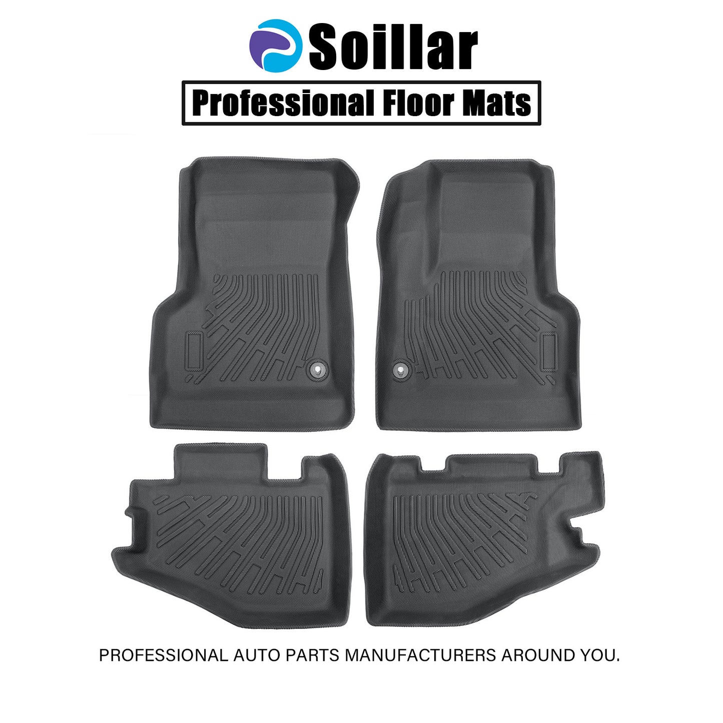 TPE Front & Rear Floor Mats Liners Set 4Pcs For 1997-2006 Jeep Wrangler 2-Door