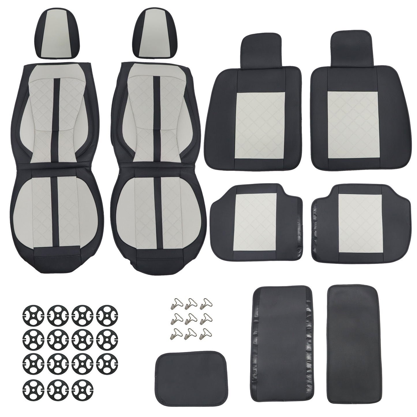 Perforated Leather Full Surround Set Car 5-Seat Cover Protector For Toyota Gray