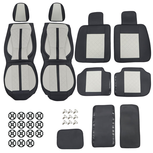 Perforated Leather Full Surround Set Car 5-Seat Cover Protector For Toyota Gray