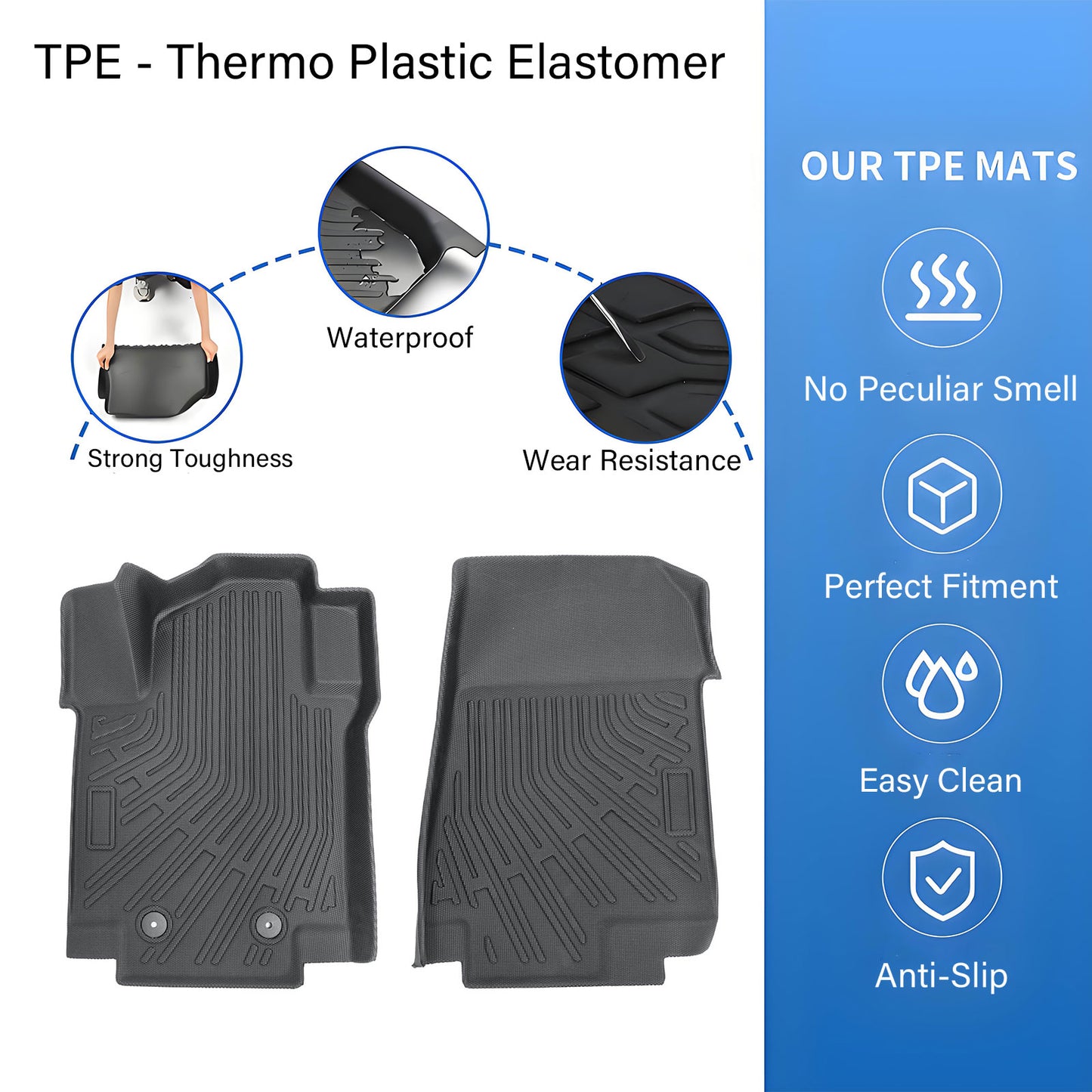 TPE Front Driver & Passenger Floor Mats Liners For 2013 2014 2015 Nissan NV200
