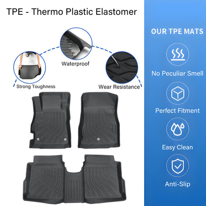 Car TPE Floor Mats Liners All-Weather Black 3Pcs For 2020-2025 Nissan Versa New