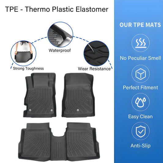 Car TPE Floor Mats Liners All-Weather Black 3Pcs For 2020-2025 Nissan Versa New