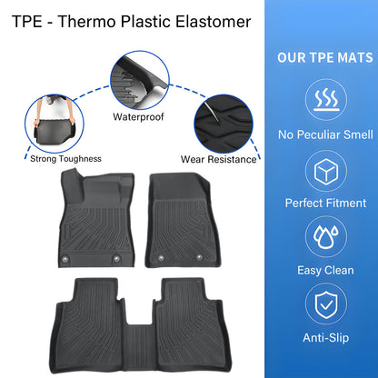Car 3D TPE Floor Mats Liners Set All-Weather For 2020-2025 Nissan Sentra Black