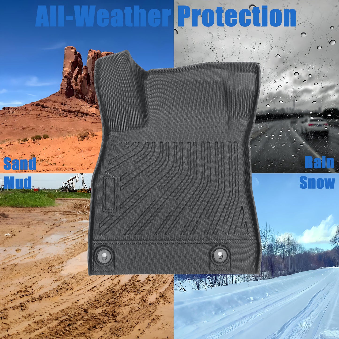 Car 3D TPE Floor Mats Liners Set All-Weather For 2020-2025 Nissan Sentra Black