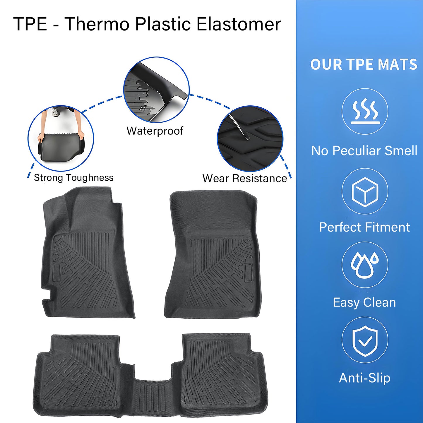 Floor Mats Liners TPE For 2009-2013 Subaru Forester 3D Model All-Weather Black