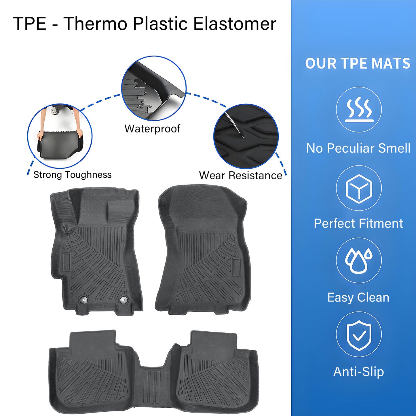 Car TPE Floor Mats Liners For 2010-2015 Subaru Legacy Outback All-Weather Black