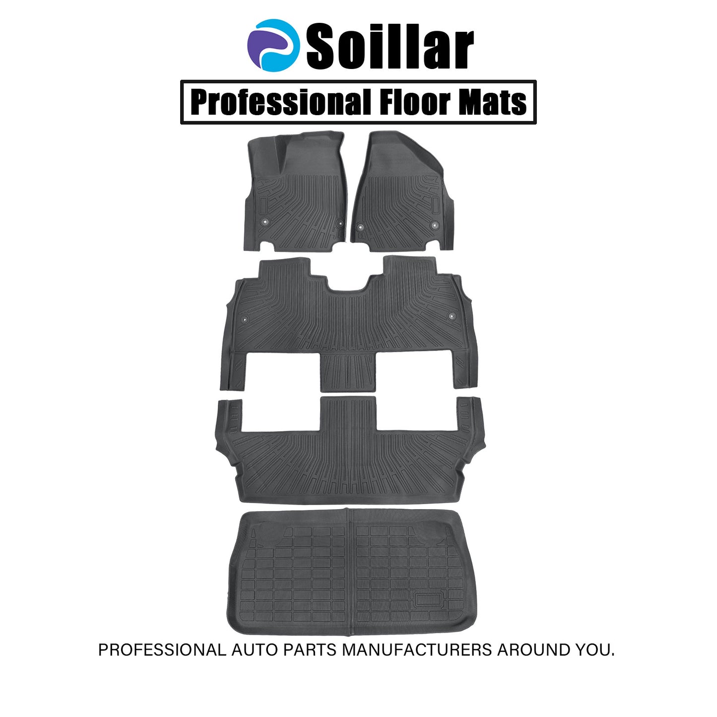 TPE Floor Mats & Trunk Cargo Liner Set For 2017-2025 Chrysler Pacifica Hybrid