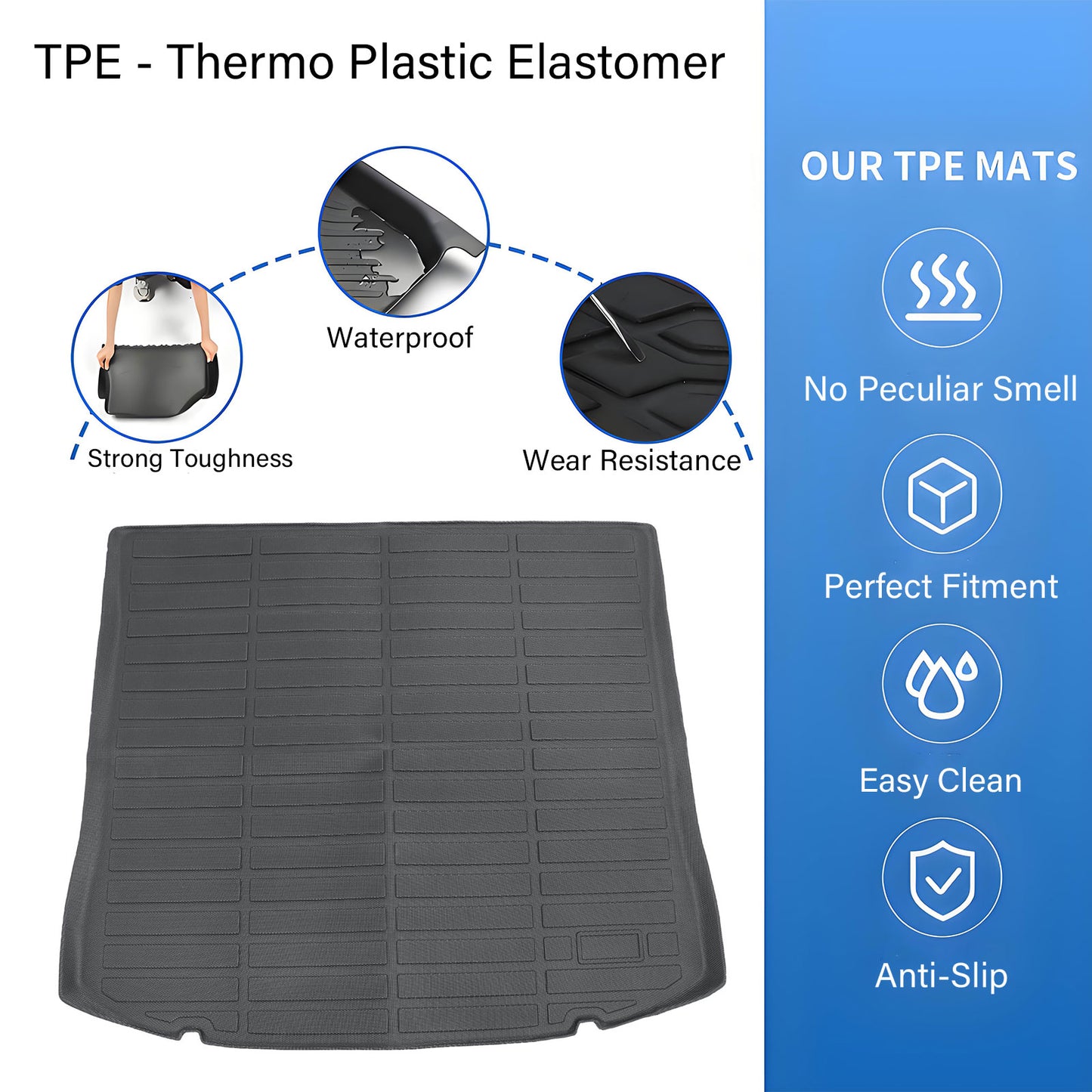 TPE Rear Cargo Trunk Liner Cover Floor Mat For 2015-2025 Ford Edge Waterproof