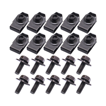US 20x Fits For GMC Truck Body Bolts&U-nut Clips- M6-1.0 x 20mm- 10mm Hex