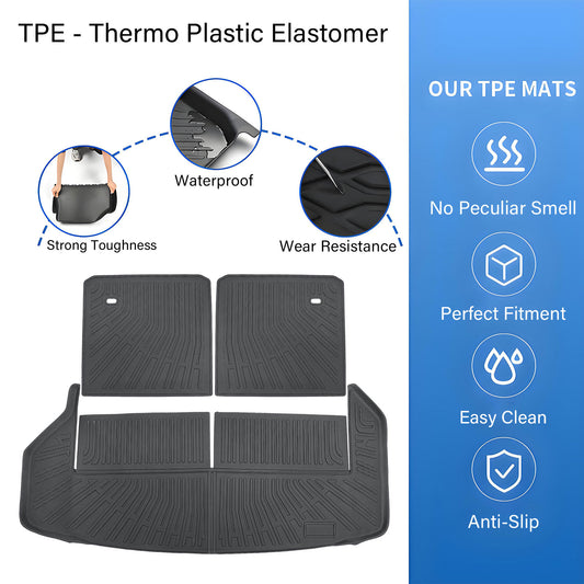 TPE Cargo Trunk Liner & Backrest Mat Floor Mat Fits 2008-2013 Toyota Highlander