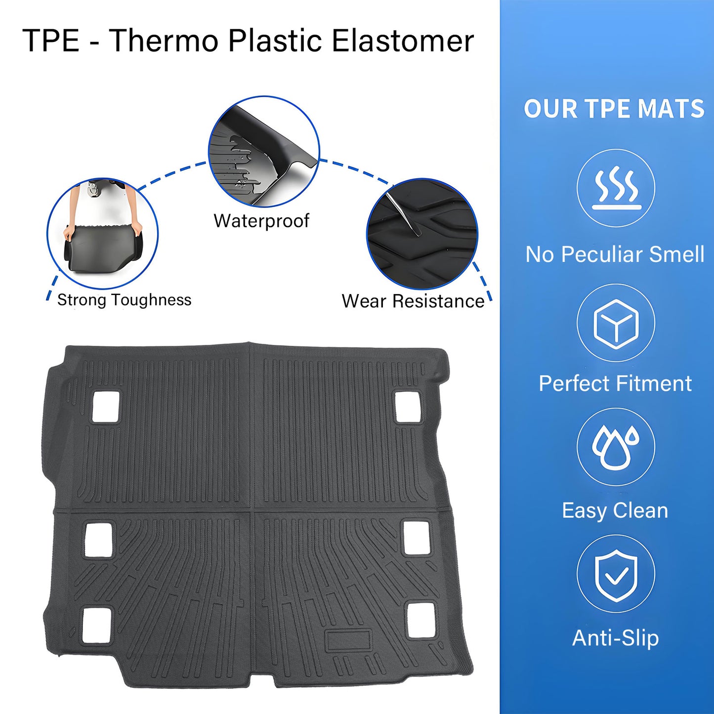 TPE Cargo Trunk Liner Cover Floor Mat For 2018-2025 Jeep Wrangler JL Waterproof