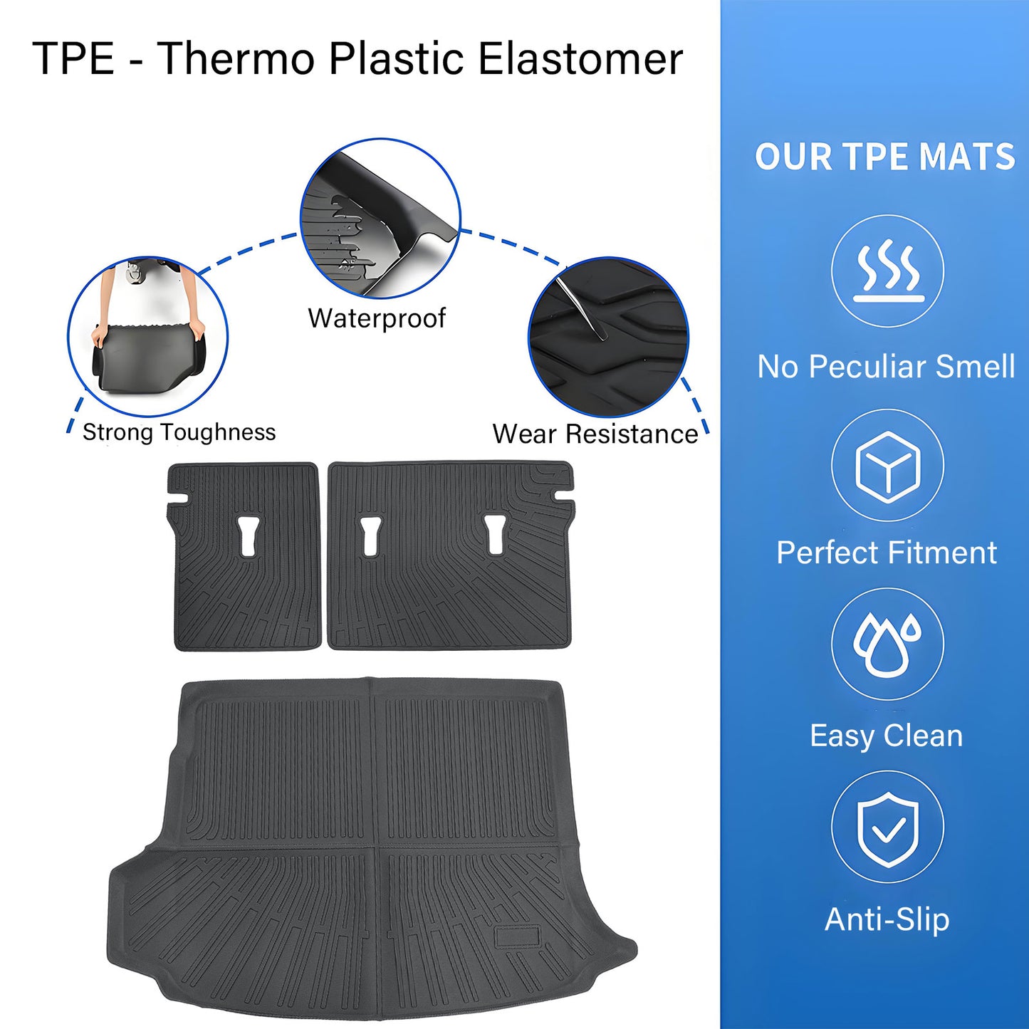 For 2021-2023 Buick Envision TPE Cargo Trunk Liner+Backrest Mat Floor Mat Liner