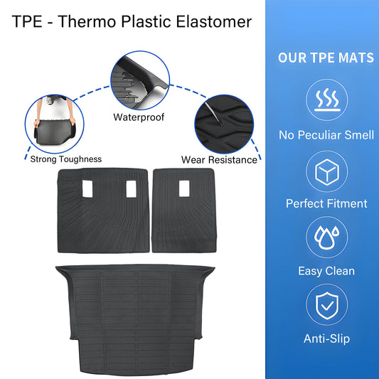 TPE Cargo Trunk Liner Cover Backrest Mat For 2019-2025 Chevrolet Blazer 3PCS NEW