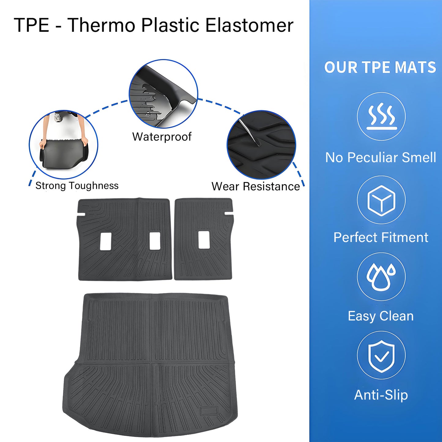 Backrest Mats &Trunk Cargo Liners Mat For 2024-2026 Chevrolet Equinox EV TPE New
