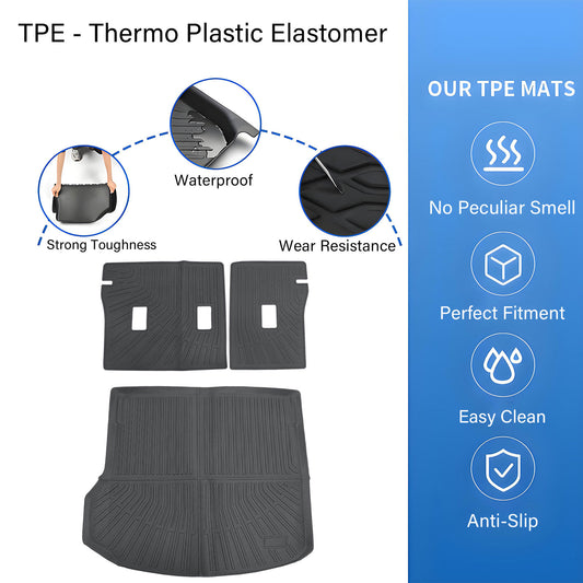 Backrest Mats &Trunk Cargo Liners Mat For 2024-2026 Chevrolet Equinox EV TPE New