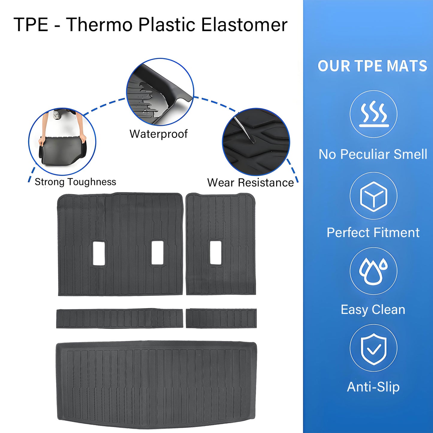 TPE Trunk Cargo Liner & Backrest Mats 3Pcs For 2021-2025 Chevy Tahoe GMC Yukon