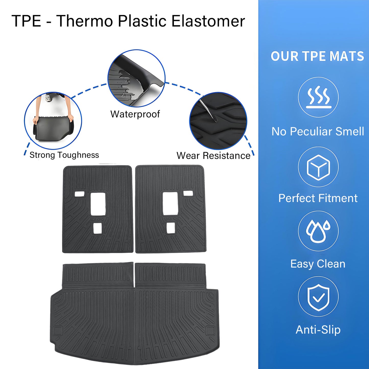 Backrest Mats & Trunk Cargo Liners For 2011-2026 Dodge Durango 6 & 7 Seats TPE