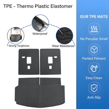 Backrest Mats & Trunk Cargo Liners For 2011-2026 Dodge Durango 6 & 7 Seats TPE