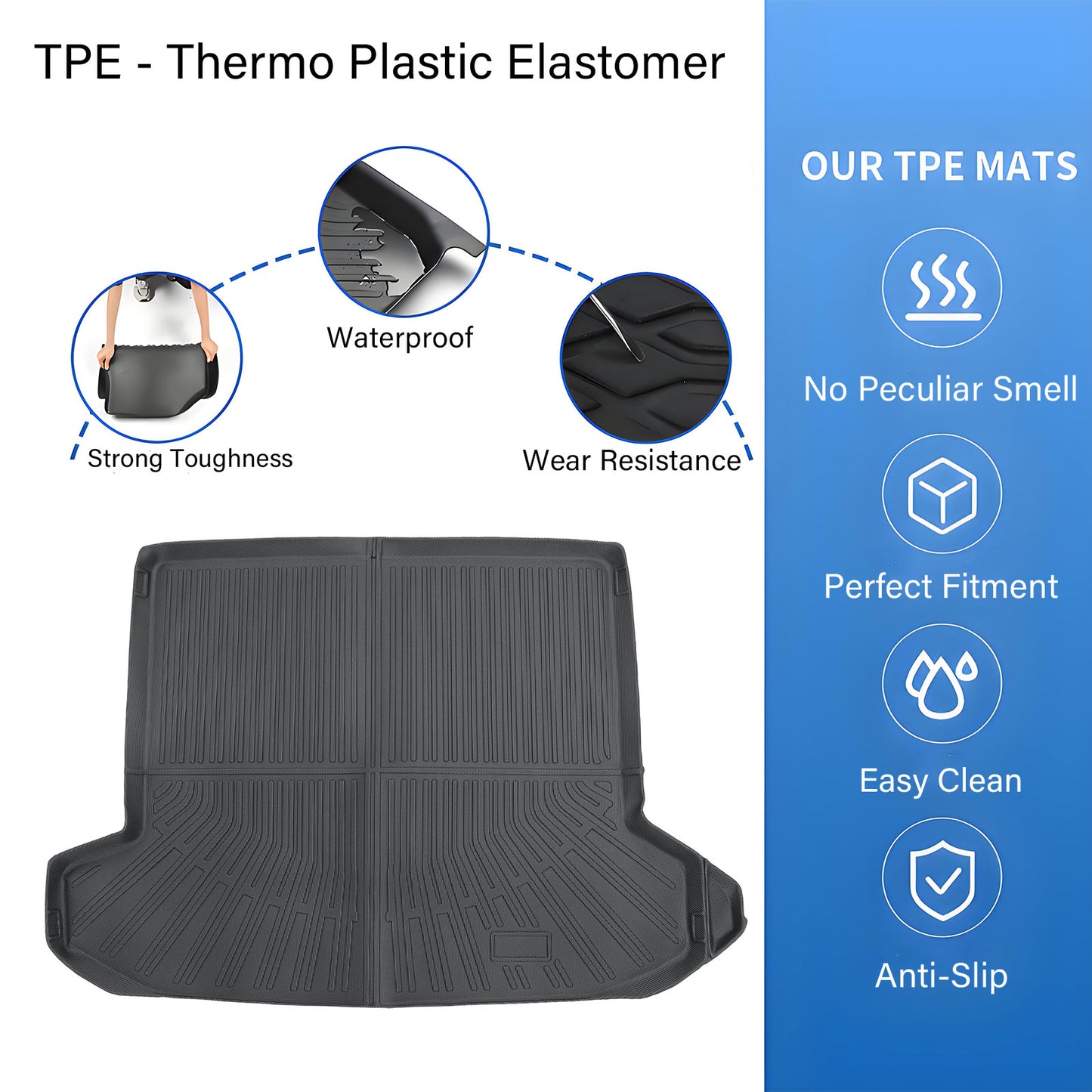TPE Cargo Trunk Liner Cover Floor Mat For 2022-2025 Hyundai Tucson Waterproof