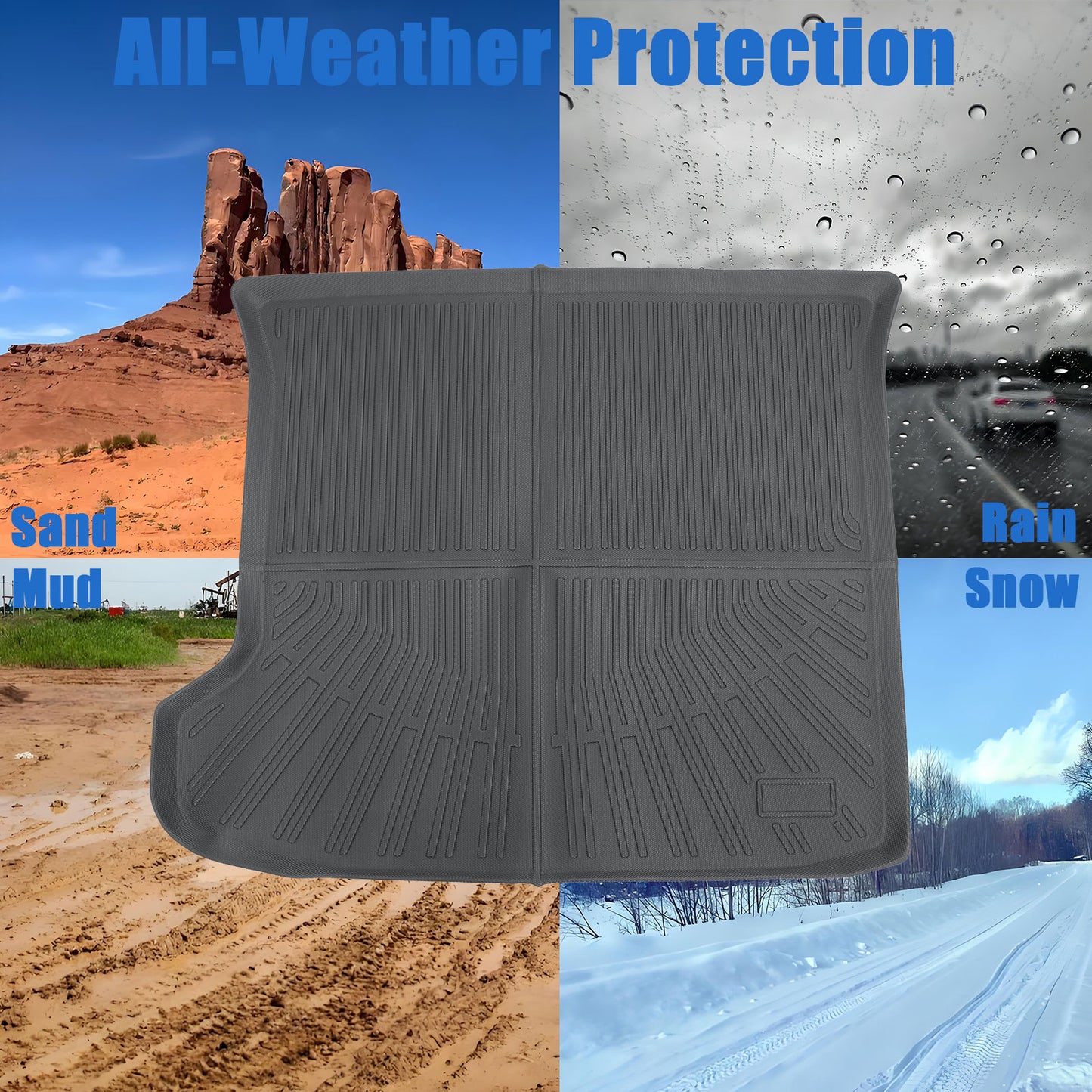 TPE Fits 2022 Kia EV6 Trunk Cargo Liners Full Cover All Weather 4-Door Black 3D