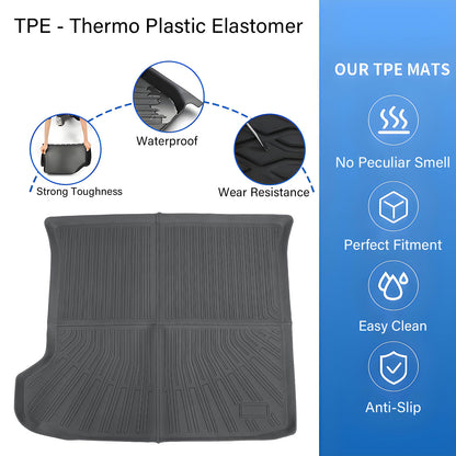TPE Fits 2022 Kia EV6 Trunk Cargo Liners Full Cover All Weather 4-Door Black 3D