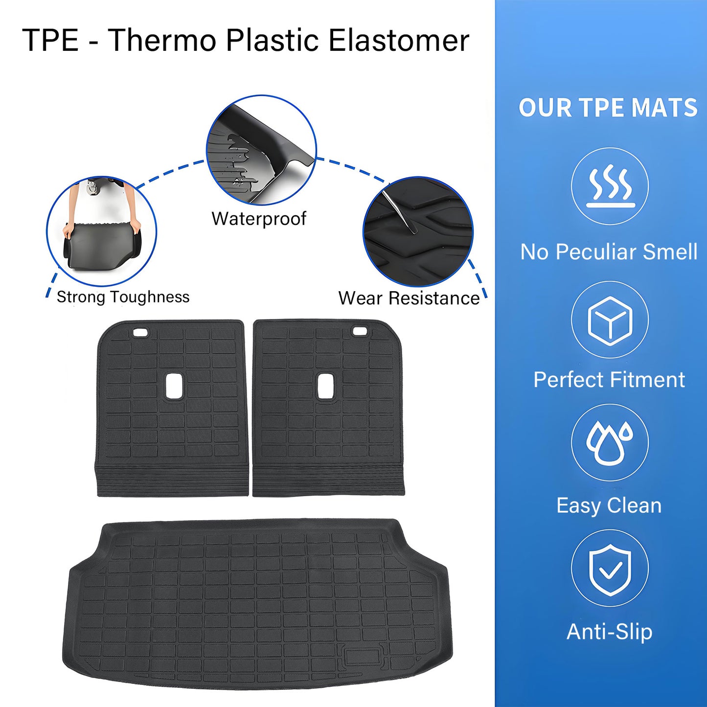 Backrest Mats & Trunk Cargo Liner Full Cover For 2024 2025 Kia EV9 TPE 4-Door