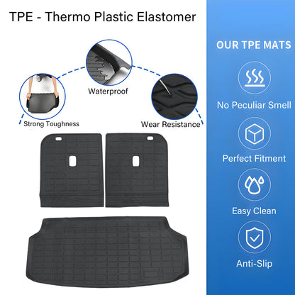 Backrest Mats & Trunk Cargo Liner Full Cover For 2024 2025 Kia EV9 TPE 4-Door