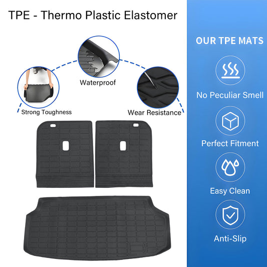 Backrest Mats & Trunk Cargo Liner Full Cover For 2024 2025 Kia EV9 TPE 4-Door