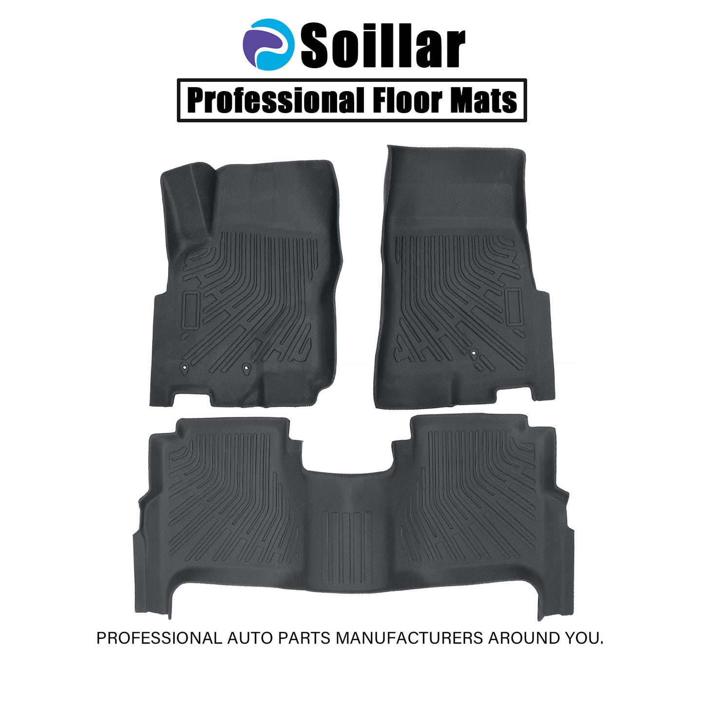Floor Mats Liner For 2008-2021 Nissan Frontier Crew Cab 4-Door Front-Rear Black