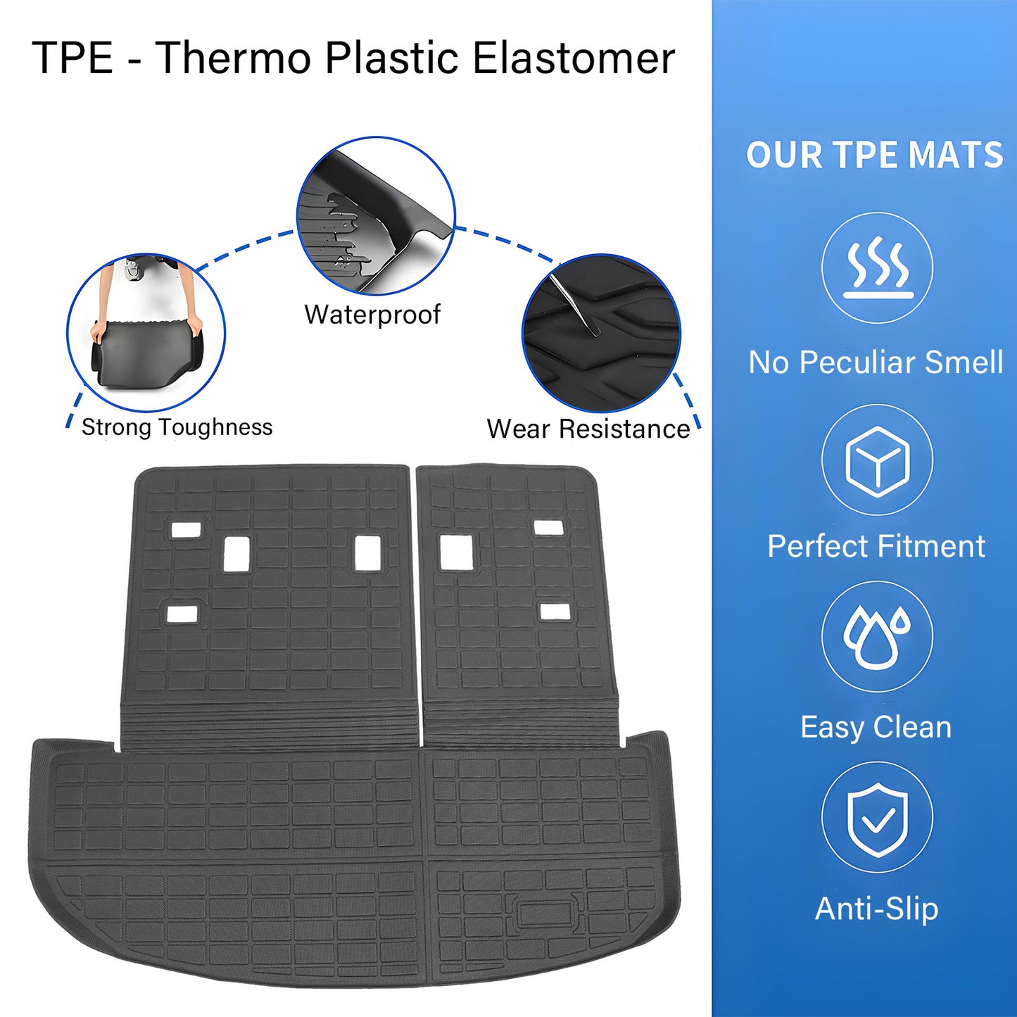 Rear Backrest Mats Trunk Cargo Liner Mat For 2020-2025 Kia Telluride 4-Door TPE