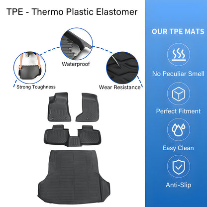 Floor Mats Trunk?Cargo Liners TPE For 2011-2023 Chrysler 300/Dodge Charger AWD