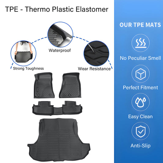 TPE Floor Mats Liners & Trunk Cargo Liner For 2016-2023 Dodge Challenger RWD 4x