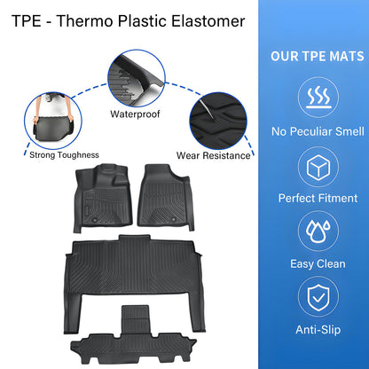 TPE For 2008-2020 Chrysler Town & Country 7 Passenger Floor Mats Liner Black 4X